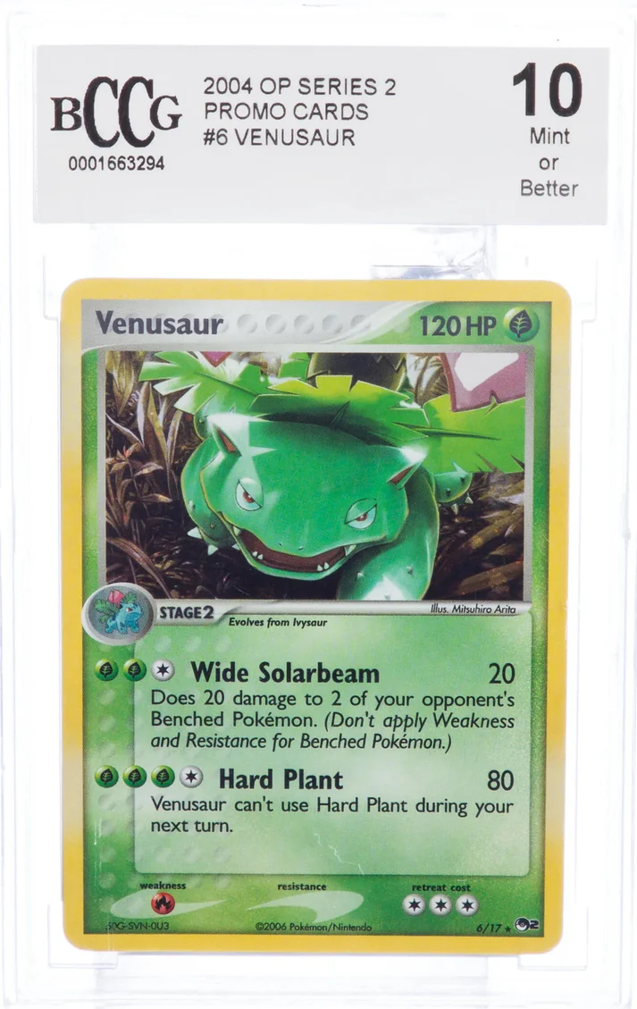 Pokemon 2004 Venusaur OP Series 2 Promo Card 6/17 Beckett BCCG 10 MINT Authenticity Guarantee